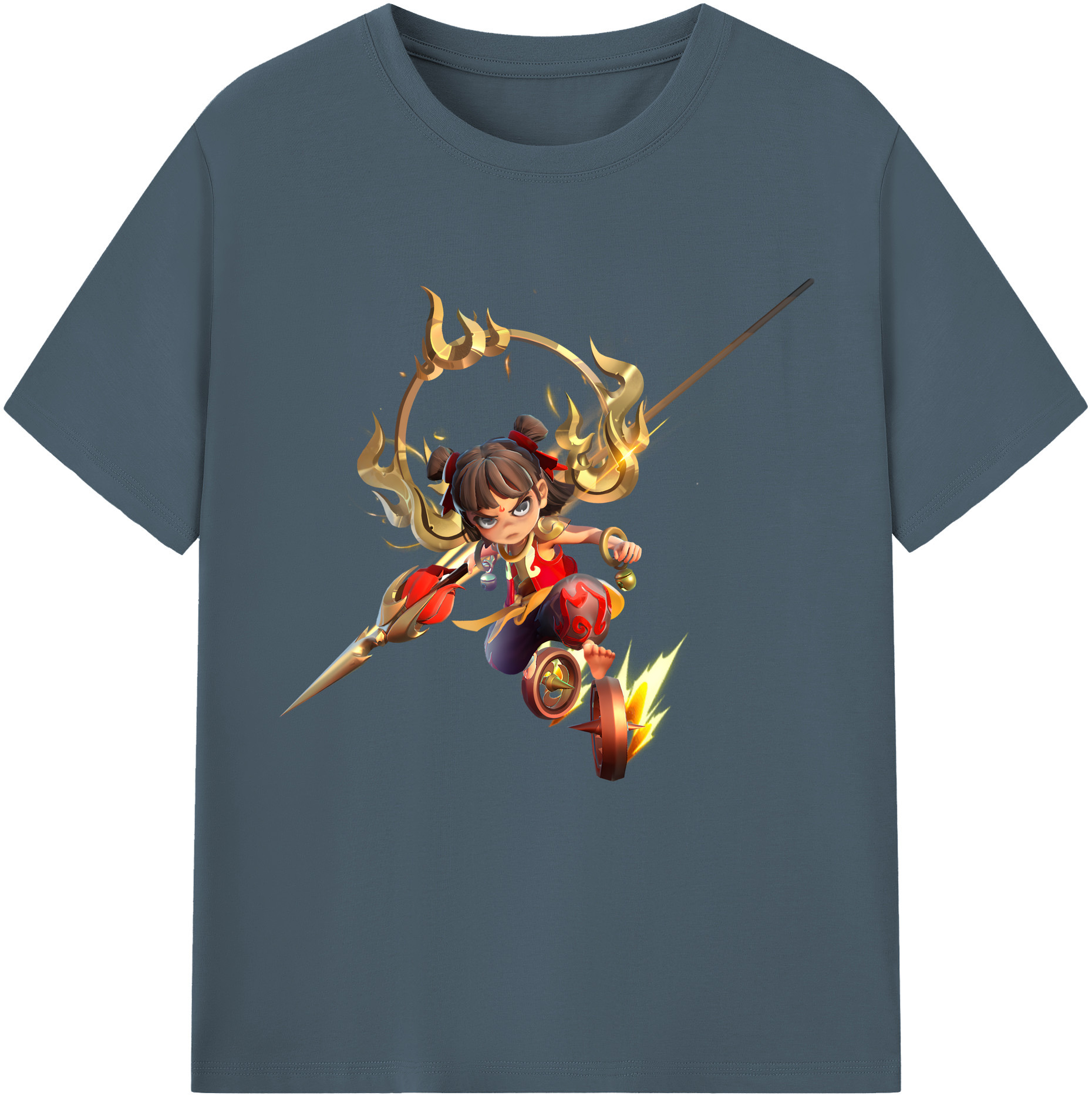 （画像用） Ne Zha 2 ナタ 魔童の大暴れ 綿100％半袖Tシャツ（フロントプリント）